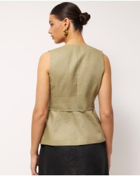 AERE - Ava Tie Front Linen Wrap Top