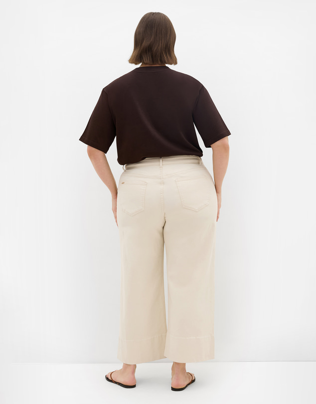 City Chic - Plus size Harley Fit Cara Wide Leg Crop Jean - natural