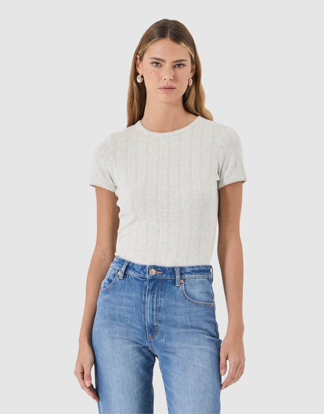 Rolla's - Pointelle Classic Tee - Grey Marle