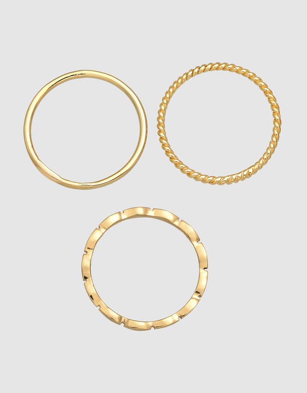 Elli Jewelry - Ring Stacking Trend Set in 925 Sterling Silver Gold Plated
