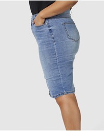Sunday In The City - Two Men Down Denim Skirt