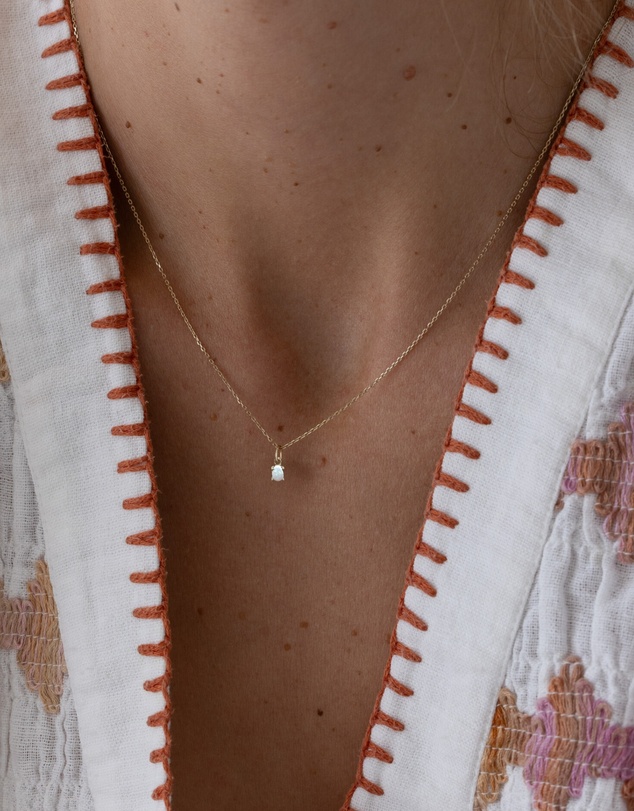 Luna Rae - Solid Gold - Opal Necklace