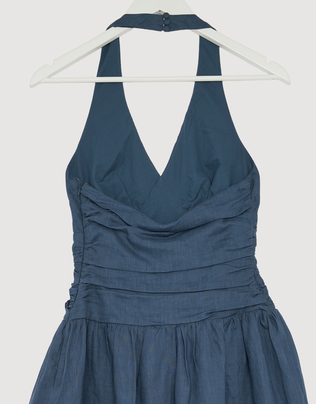 Revibe - Repaired AERE Jem Halter Linen Maxi Dress - AU 8