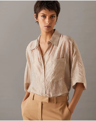 Calvin Klein - Crinkled Sheer Oversized Shirt