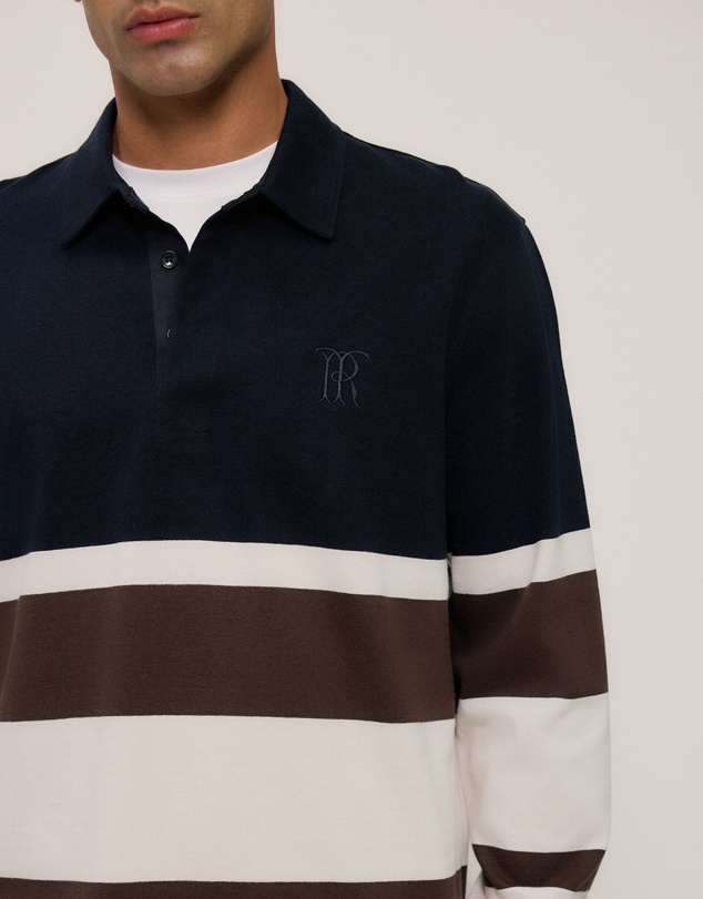 Trenery - Bold Stripe Monogram Rugby in Navy