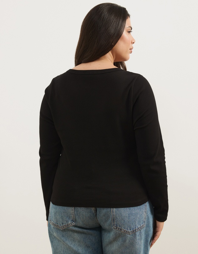 Atmos&Here Curvy - Organic Cotton Rib Scoop Neck Top