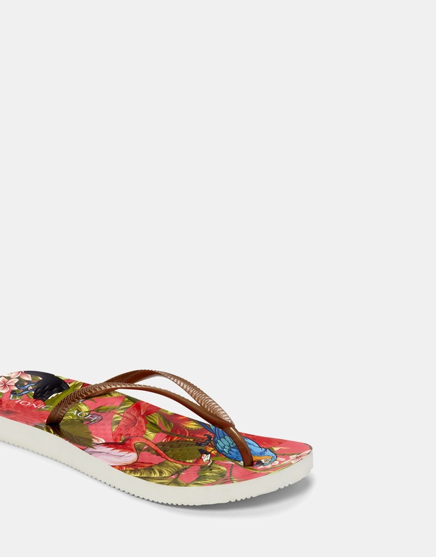 Vionic - Noosa Print Toe Post Sandal - Red Tropical Bronze