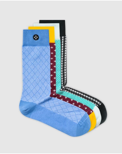 Sockdaily - Heartlines 4 Pack Crew Socks