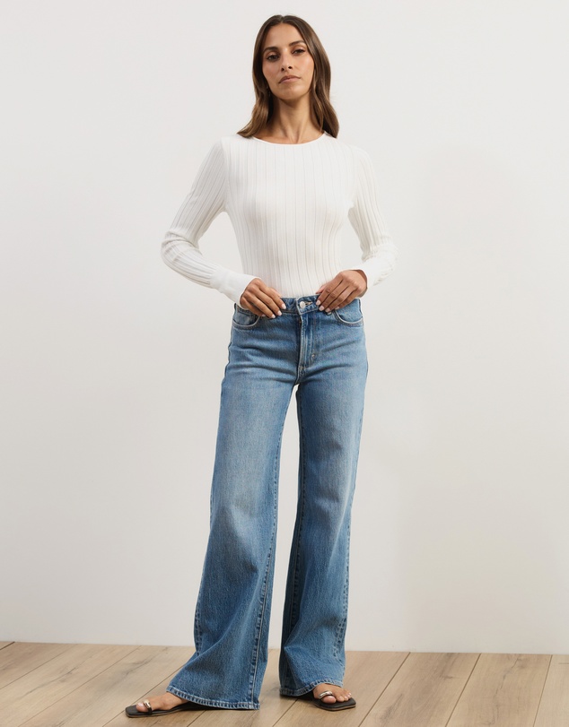 Atmos&Here - Rumi Long Sleeve Fitted Rib Knit Top