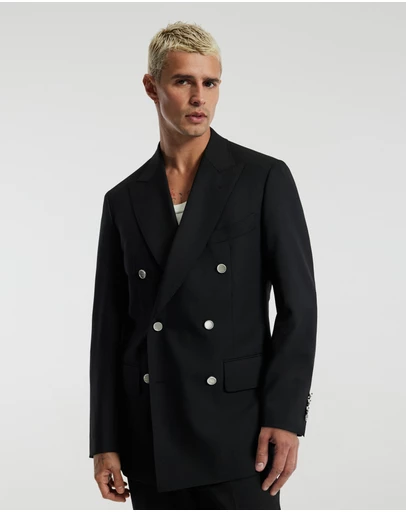Calibre - Wool Double-Breasted Blazer Black