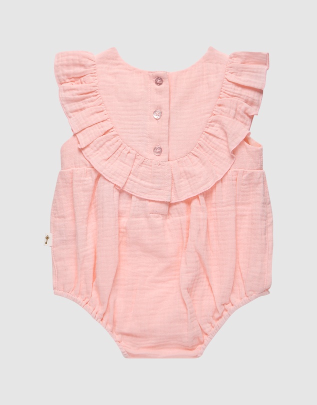 Fleur Harris - 'Heirloom Treasures' Blossom Frill Romper in Soft Pink