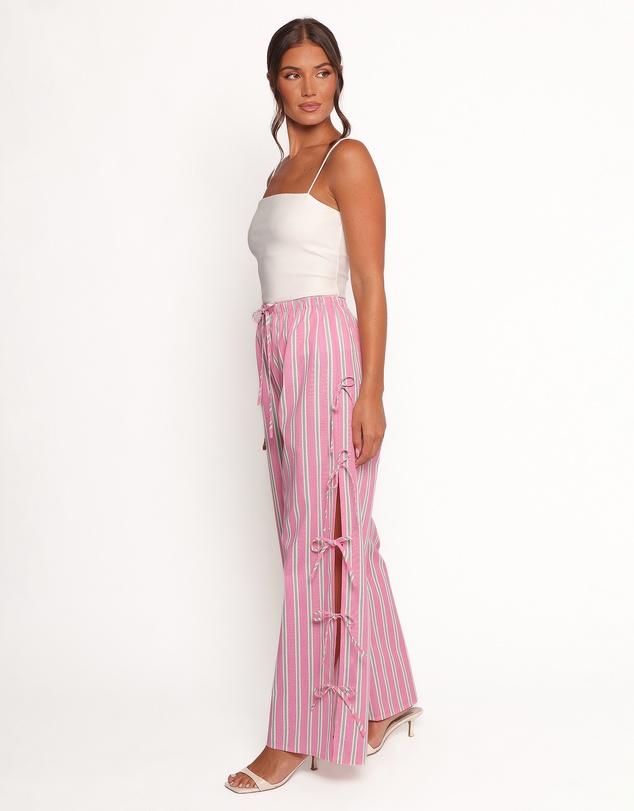 Petal & Pup - Ashton Tie Detail Pant - Pink Green Stripe