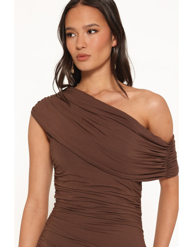 Petal & Pup - Sharmay Off Shoulder Maxi Dress - Brown