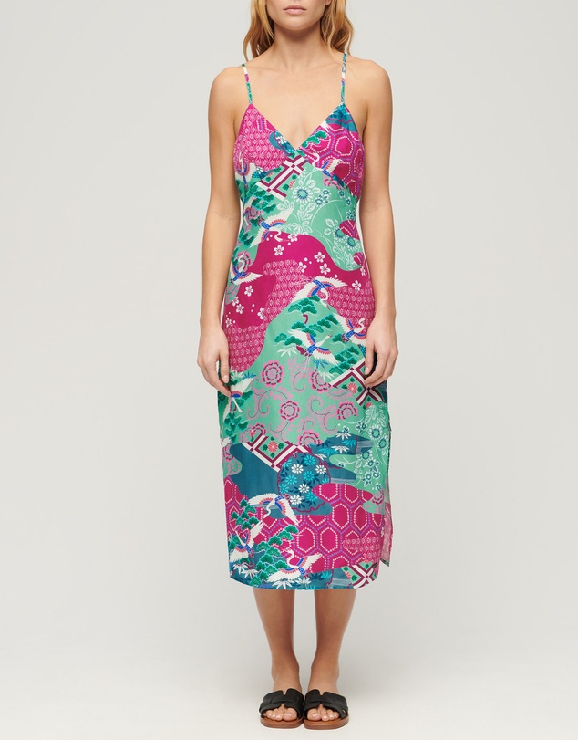 Superdry - Printed Midi Slip Cami Slim Fit Dress