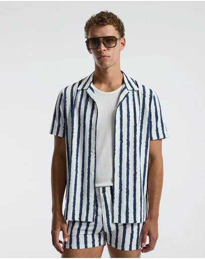 Calibre - Ink Stripe Shirt White Navy