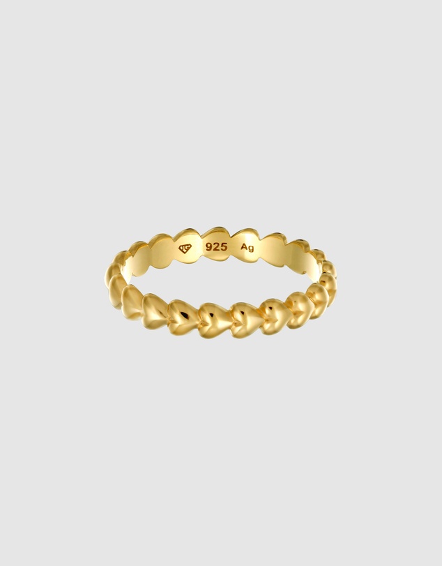 Elli Jewelry - Heart Eternity Band Ring in Gold-Plated 925 Silver