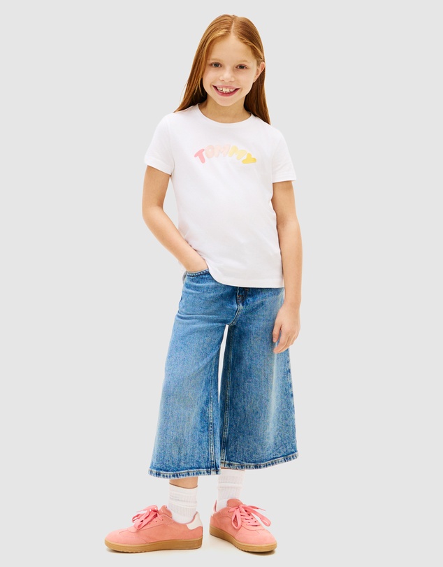 Tommy Hilfiger - Girls Textured Logo Jersey Crew Neck T-Shirt - Teens