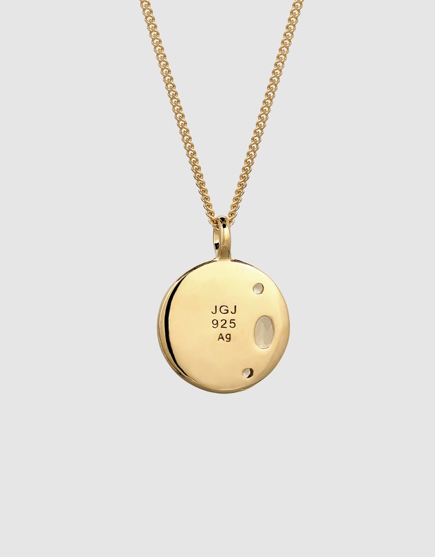 Elli Jewelry - Soleil Textured Medallion Necklace in Gold-Plated 925 Sterling Silver