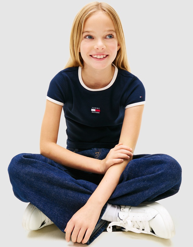 Tommy Hilfiger - Heritage Flag Ribbed Extra Slim T-Shirt - Teens
