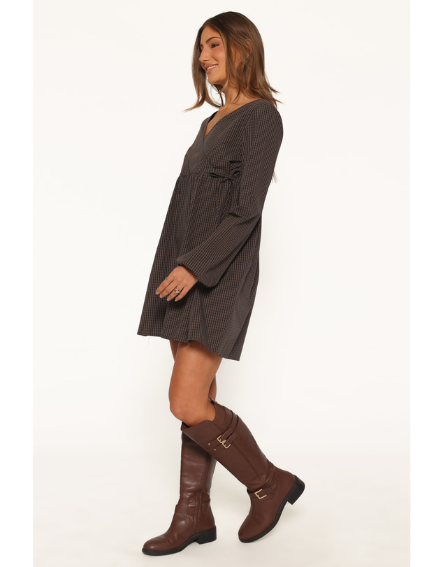 Petal & Pup - Saraya Long Sleeve Mini Dress - Black Gingham