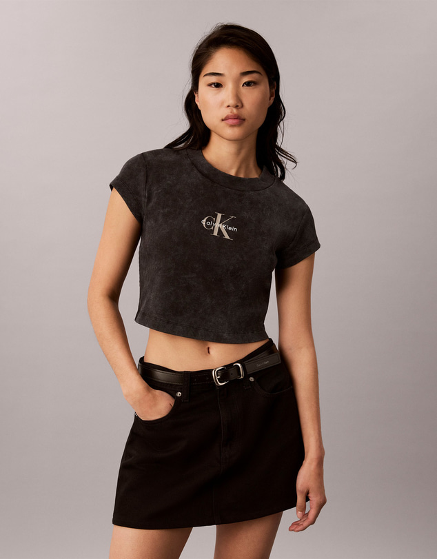Calvin Klein Jeans - Monologo Rib Acid Wash Baby Tee