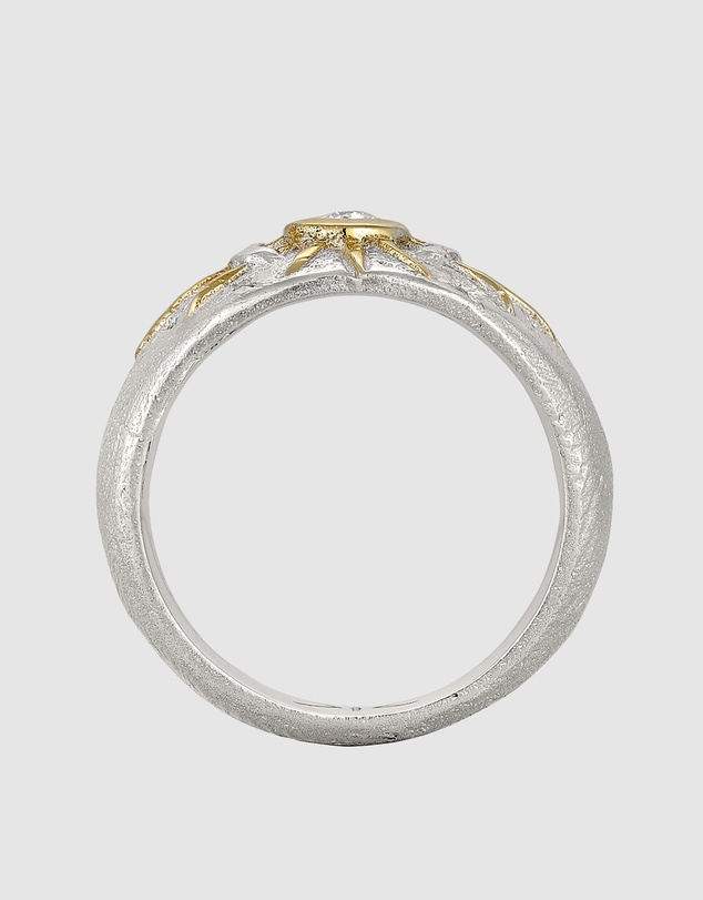 Kuzzoi - ICONIC EXCLUSIVE - Ring Male Sun Moon Zirconia White 925 Sterling Silver Gold Plated