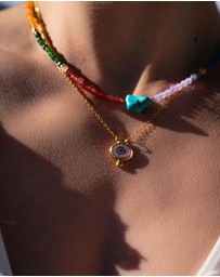 Ottoman Hands - Alara Pink Evil Eye Pendant Necklace