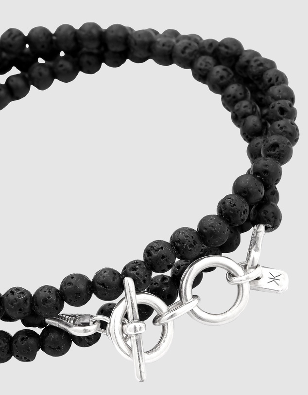 Kuzzoi - ICONIC EXCLUSIVE - Long Lava Bead Bracelet in 925 Sterling Silver
