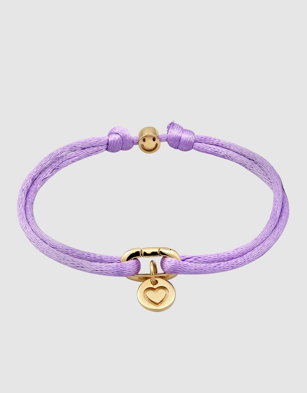 Elli Jewelry - Heart Charm Purple Satin Bracelet