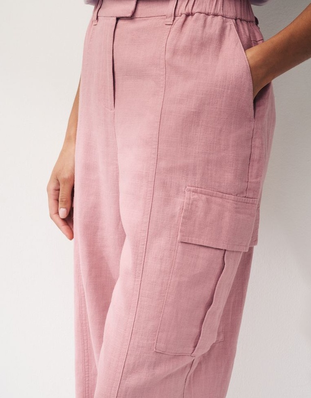 NEXT - Smart Linen Blend Cargo Taper Trousers