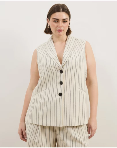 Atmos&Here Curvy - Dune Stripe Longline Vest