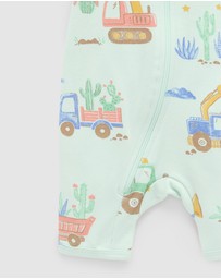 Purebaby - Short Sleeve Sleep Pyjama Zip Growsuit -Kids-Babies