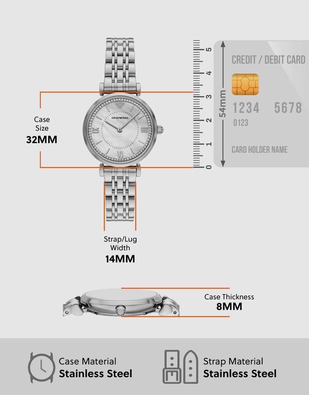 Emporio Armani - Silver Tone Analogue Watch