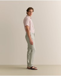 Trenery - Regular Fit Yarn Dyed Cotton Dobby Chino in Light Grey