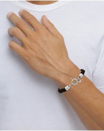 Kuzzoi - ICONIC EXCLUSIVE - Bracelet Male Cord Black 925 Sterling Silver