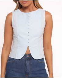 Petal & Pup - Daniella Linen Vest - Light Blue