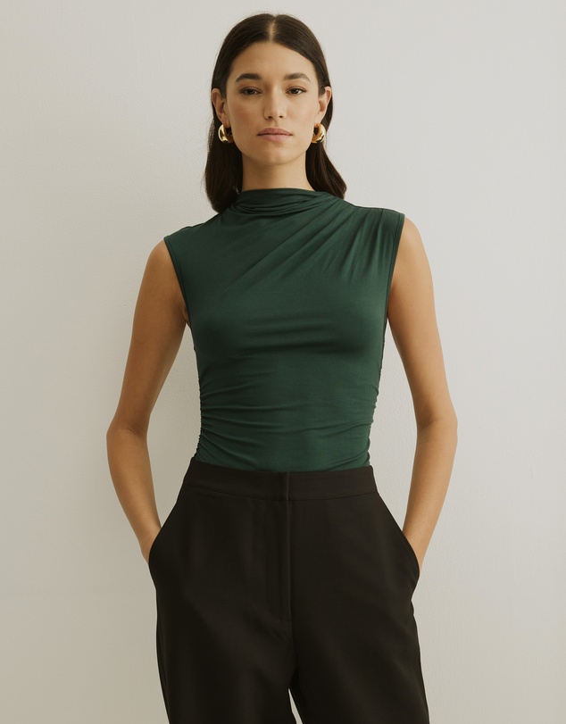 Atmos&Here - Ruched Neck Sleeveless Top