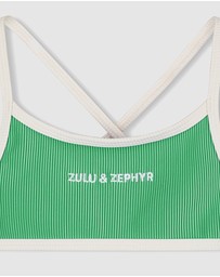 Zulu & Zephyr Mini - Mini Stripe Rib Logo Bikini Top - Kids-Teens