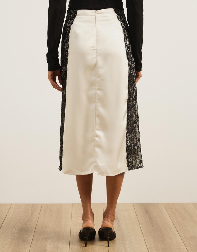 Atmos&Here - Mirelda Satin Lace Midi Skirt