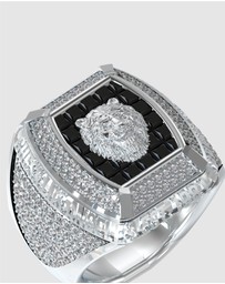 GUESS - 14mm Lion Pave Signet Ring