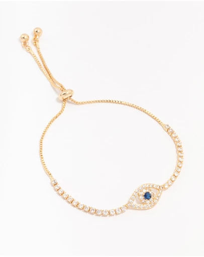 Lovisa - Gold Plated Brass Crystal Large Evil Eye Bracelet