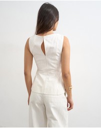 TOPSHOP - Para Striped High Neck Top