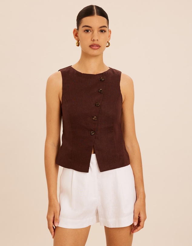 AERE - Linen Asymmetric Crew Neck Vest