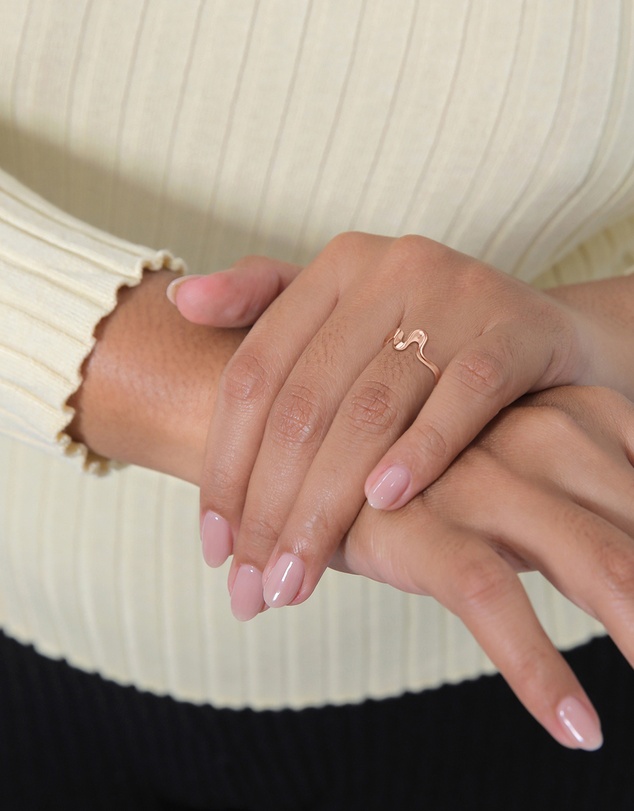 Elli Jewelry - Wave Ring in Rose Gold-Plated 925 Silver