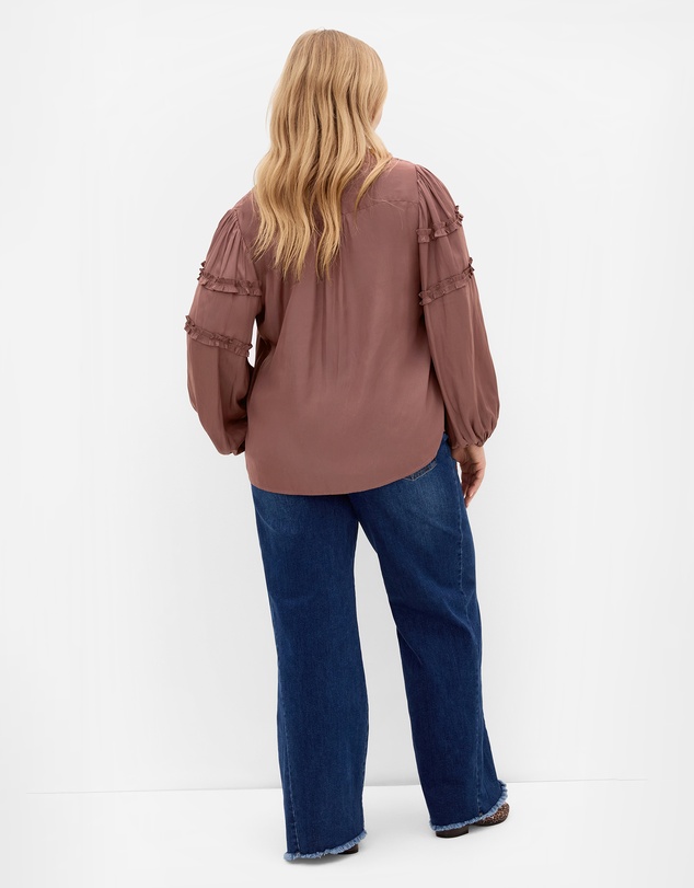 City Chic - Plus size Drama Queen Long Sleeve Shirt - cinnamon
