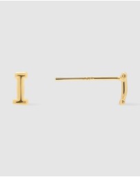 Wanderlust + Co - Alphabet Bubble Gold Stud Earrings - Letter I