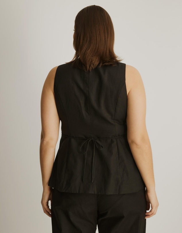 Atmos&Here Curvy - Nora Longline Linen Blend Vest