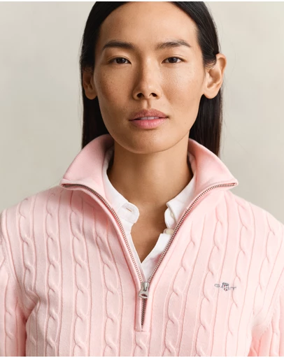 Gant - Stretch Cotton Cable Half Zip Sweater
