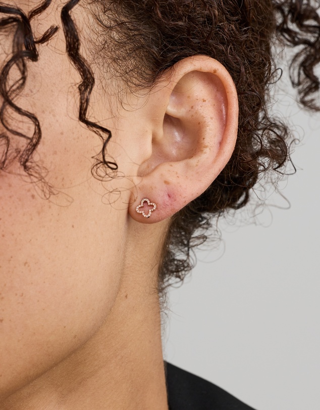 Michael Hill - 4 Leaf Clover Stud Earrings With Diamonds In 10kt Rose Gold