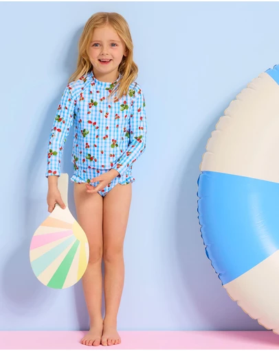 Seafolly - Beach Picnic Frill Rashguard Set - Kids
